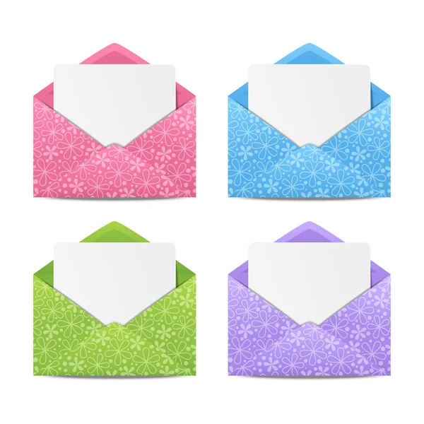 Conjunto de envelopes de papel floral — Vetor de Stock