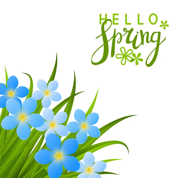 Fondo primavera con fiori blu — Vettoriale Stock