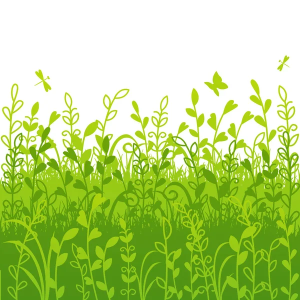 Spring background with grass border — Stock Vector