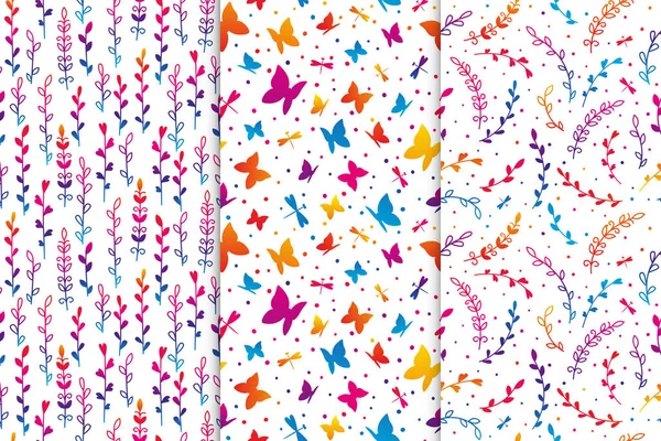 Pattern with flowers and  butterflies — Stock Vector
