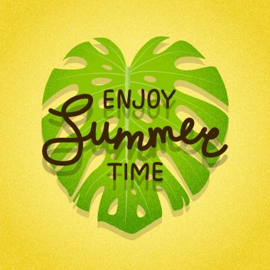 Tropikal yaprak yaz tebrik kartı