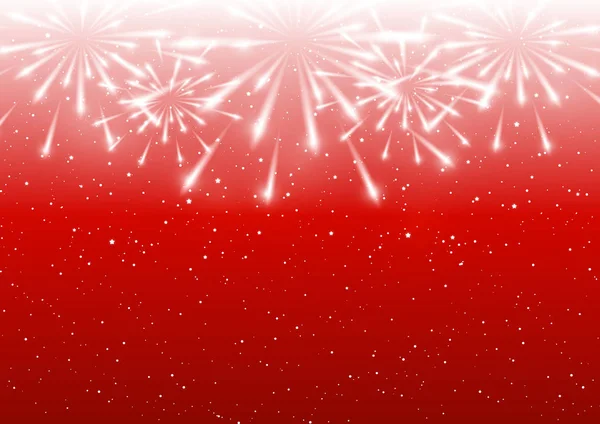 Shiny fireworks on red background — Stock Vector