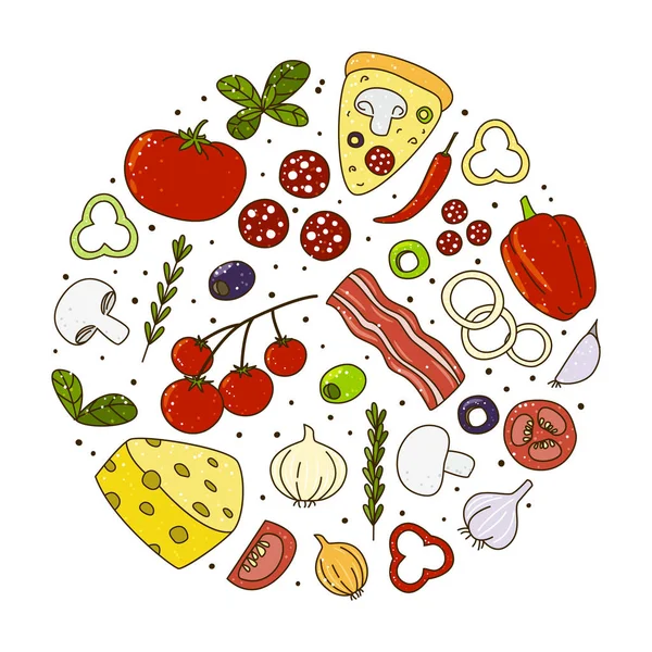 Patrón de ingredientes de pizza — Vector de stock