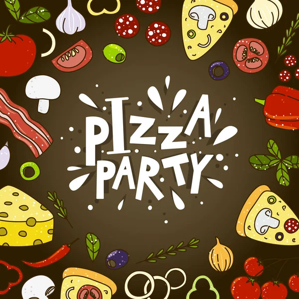 Ingrédients de pizza autour — Image vectorielle