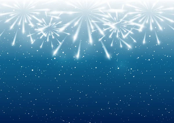 Shiny fireworks on blue background — Stock Vector
