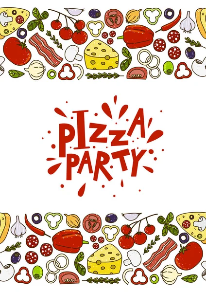 Pizza party banner — Stock Vector