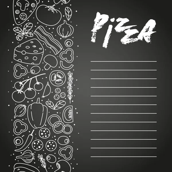 Ingredientes de pizza en pizarra — Vector de stock