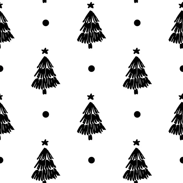 Seamless pattern with scribble Christmas trees — Stock Vector