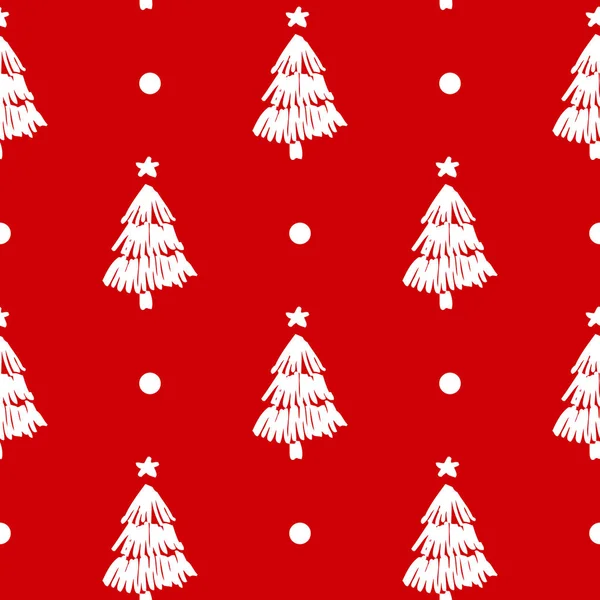 Muster mit kritzelnden Weihnachtsbäumen — Stockvektor