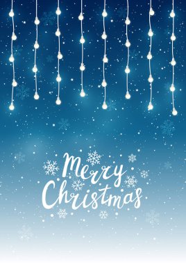 Yıldızlı gökyüzü üzerinde Noel Işık Ampüller