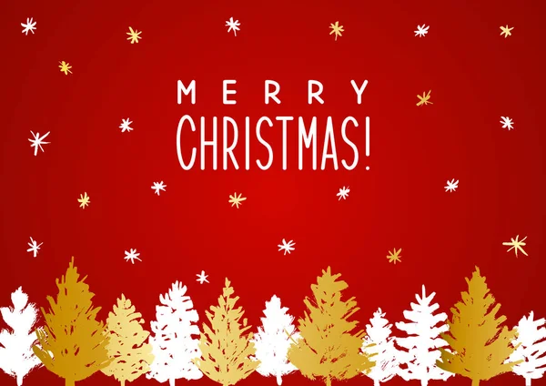Cartão de felicitações de Natal com árvores —  Vetores de Stock
