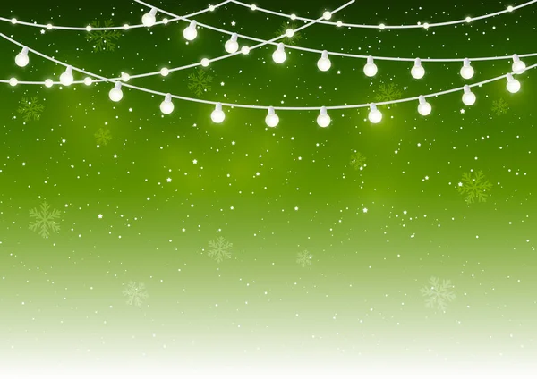 Weihnachtsbeleuchtung auf Grün — Stockvektor