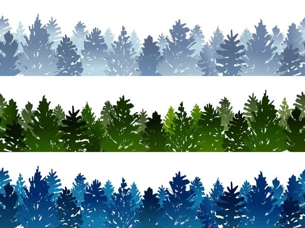 Seamless borders with coniferous trees — Stock Vector