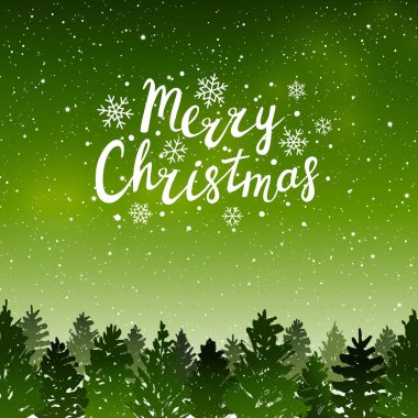 Noel arka plan ile iğne yapraklı orman 