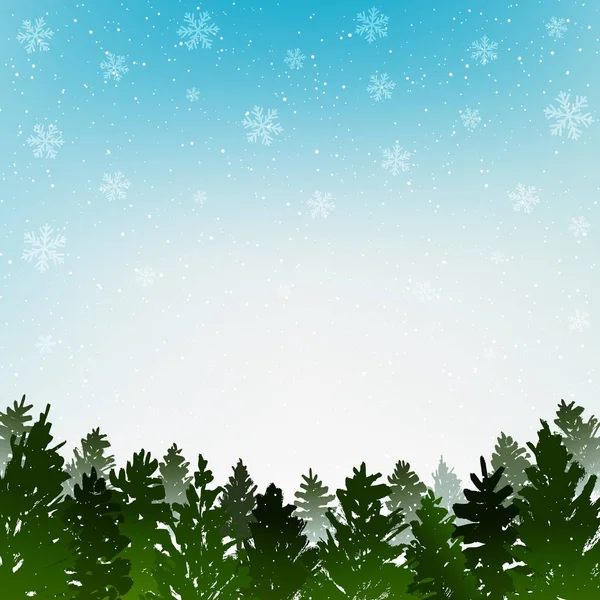 Fondo de Navidad con bosque de coníferas — Vector de stock