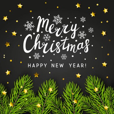 vektör çizim tasarım koyu arka plan üzerinde Noel ağacı dalı