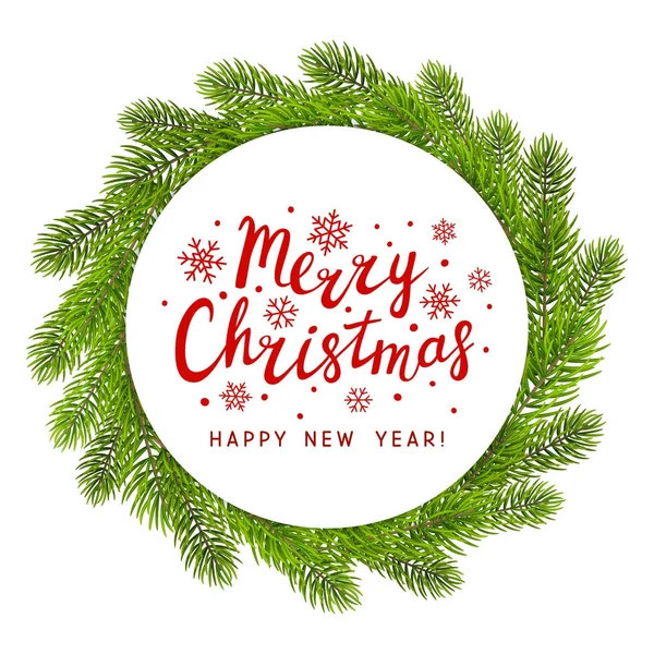 neşeli Noel metin ile yeşil Noel ağacı çelenk vektör çizim tasarımı