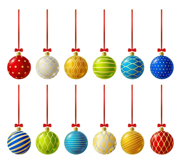 vektör çizim tasarım renk Noel topları Set altın süslü ile 