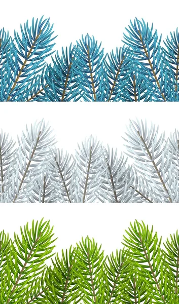 Vector Illustration Design Christmas Tree Branches Set Isolated White Background — Stock Vector