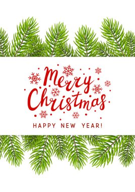 Noel ağacı dalları kenarlıklı metin için yer    