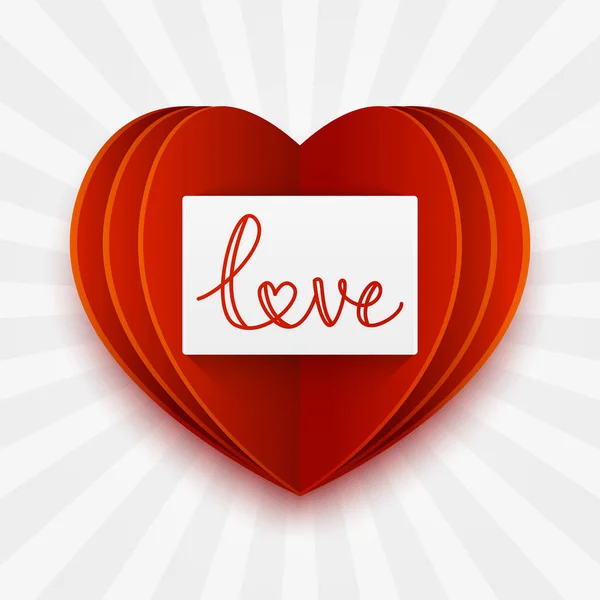Πολύχρωμο Διάνυσμα Εικονογράφηση Του Χαρτιού Κομμένα Καρδιά Φόντο Κείμενο Αγάπη — Διανυσματικό Αρχείο