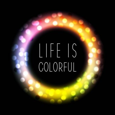 Renk tasarım öğesi parlak bokeh ile yuvarlak. Metin için yer renkli tebrik kartı  