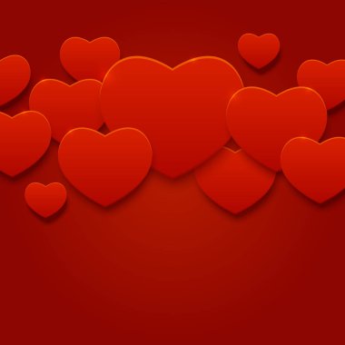 Renkli kağıt kalpleri arka plan tasarımınız için. Metin için yer ile Sevgililer günü kartı