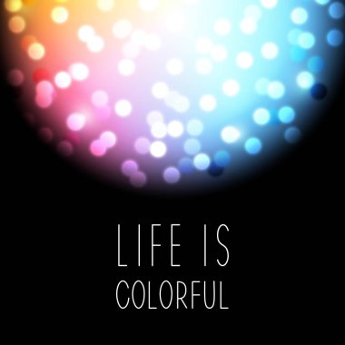 Renk tasarım öğesi parlak bokeh ile yuvarlak. Metin için yer renkli tebrik kartı  