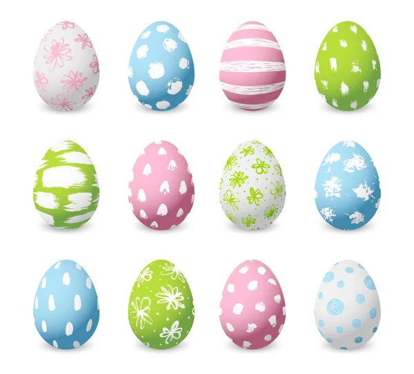 Sada Barev Zdobené Velikonoční Vajíčka — Stockový vektor