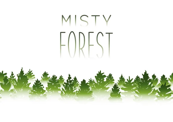 Frontière Avec Forêt Conifères Isolée Sur Fond Blanc — Image vectorielle