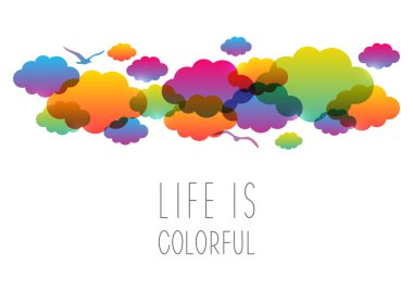 Renkli bulutlar ve metin ile birlikte arka plan 