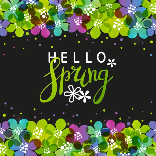 鮮やかな花とこんにちは春のポスター — ストックベクタ