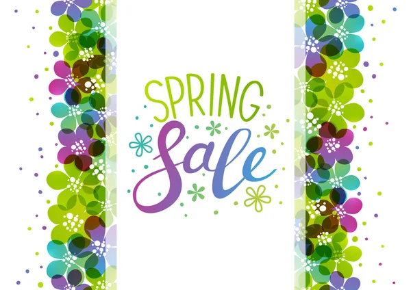 Spring Sale Poster Vibrant Flowers — Stock Vector