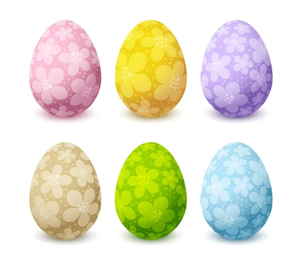 Conjunto Coloridos Huevos Pascua Aislados Sobre Fondo Blanco — Archivo Imágenes Vectoriales