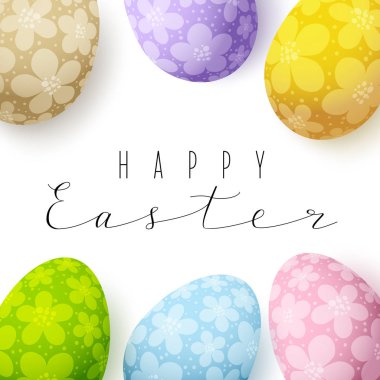 Çiçek dekore edilmiş yumurtalı Paskalya kartı