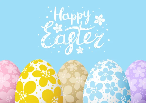 Wielkanocne Życzeniami Kolor Kwiatowy Jaj — Wektor stockowy