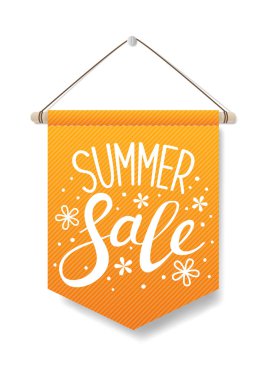 Dekoratif bayrak öğe yaz satış mesaj ile. Vektör çizim