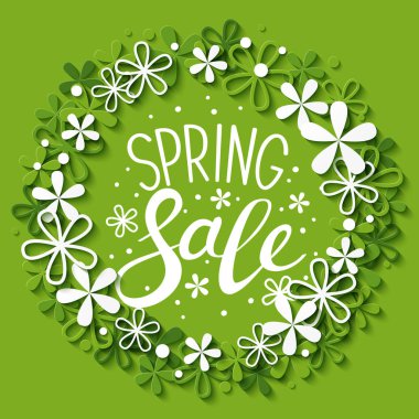 Kağıt, metniniz için yer ile çerçeve çiçek kes. Vektör çizim