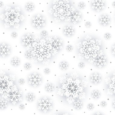 Y için beyaz zemin üzerinde kağıt kar taneleri ile pürüzsüz desen