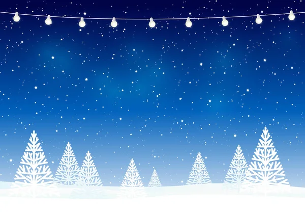 Cartão Saudação Com Árvores Natal Fundo Estrelado Noite —  Vetores de Stock