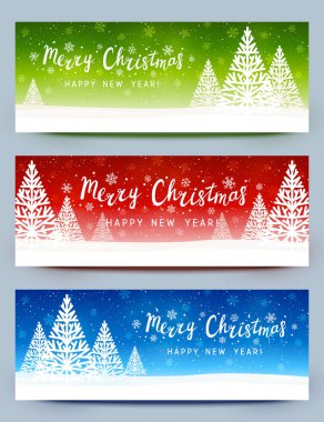 Yıldızlı arka planda Noel ağaçları 