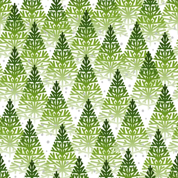 Padrão Sem Costura Com Verde Árvores Natal Floresta Fundo Branco — Vetor de Stock