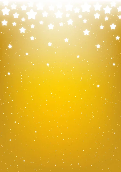 黄金の垂直背景に輝く星 — ストックベクタ