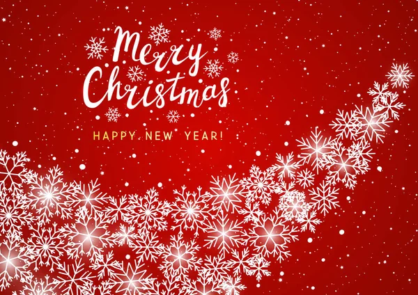 Carte Voeux Noël Avec Des Flocons Neige Brillants Sur Fond — Image vectorielle