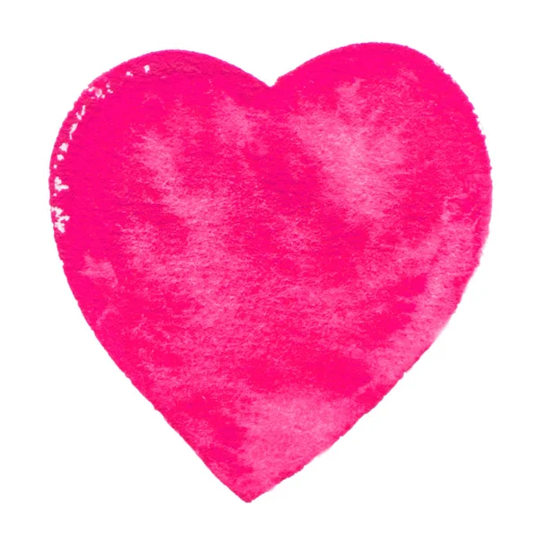 Pink Heart Akvarellfärg Textur Isolerad Vit Bakgrund — Stock vektor