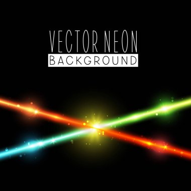 Siyah arkaplanda parlak neon çizgileri 