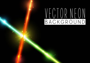 Siyah arkaplanda parlak neon çizgileri 