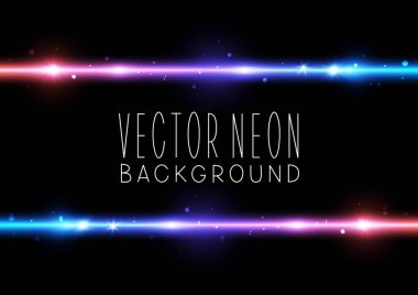 Siyah arkaplanda parlak neon yatay kenar 