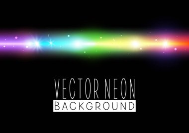 Siyah arkaplanda parlak neon yatay gökkuşağı kenarı