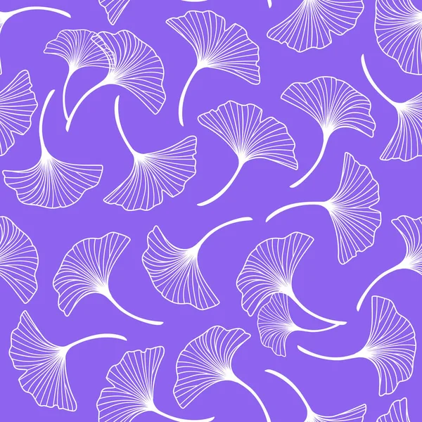 Seamless Pattern Ginkgo Leaves Ornate Purple Background — Stockový vektor